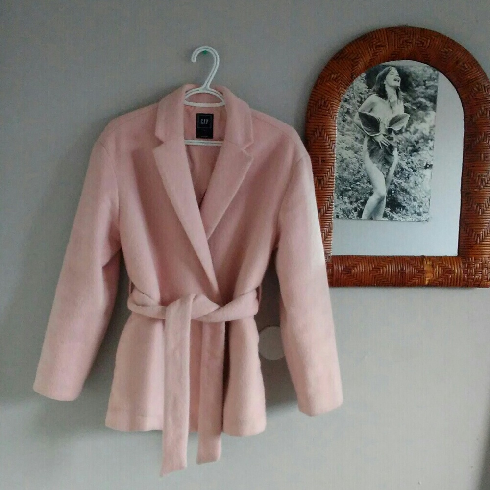 Light Pink Wool Blend Coat with Tie
